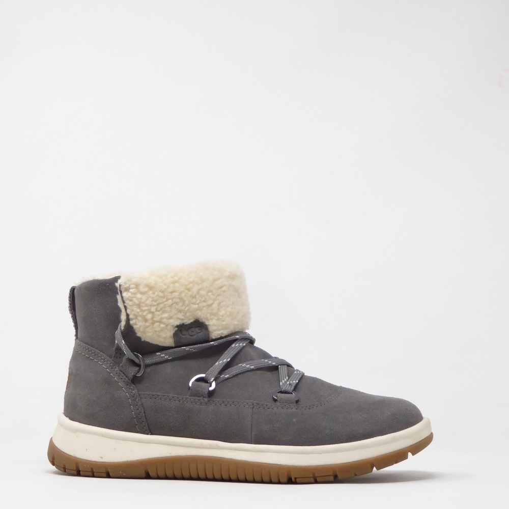 UGG Womens Lakesider Heritage Lace Boots Grey Waterproof Suede Faux Fur Size 8